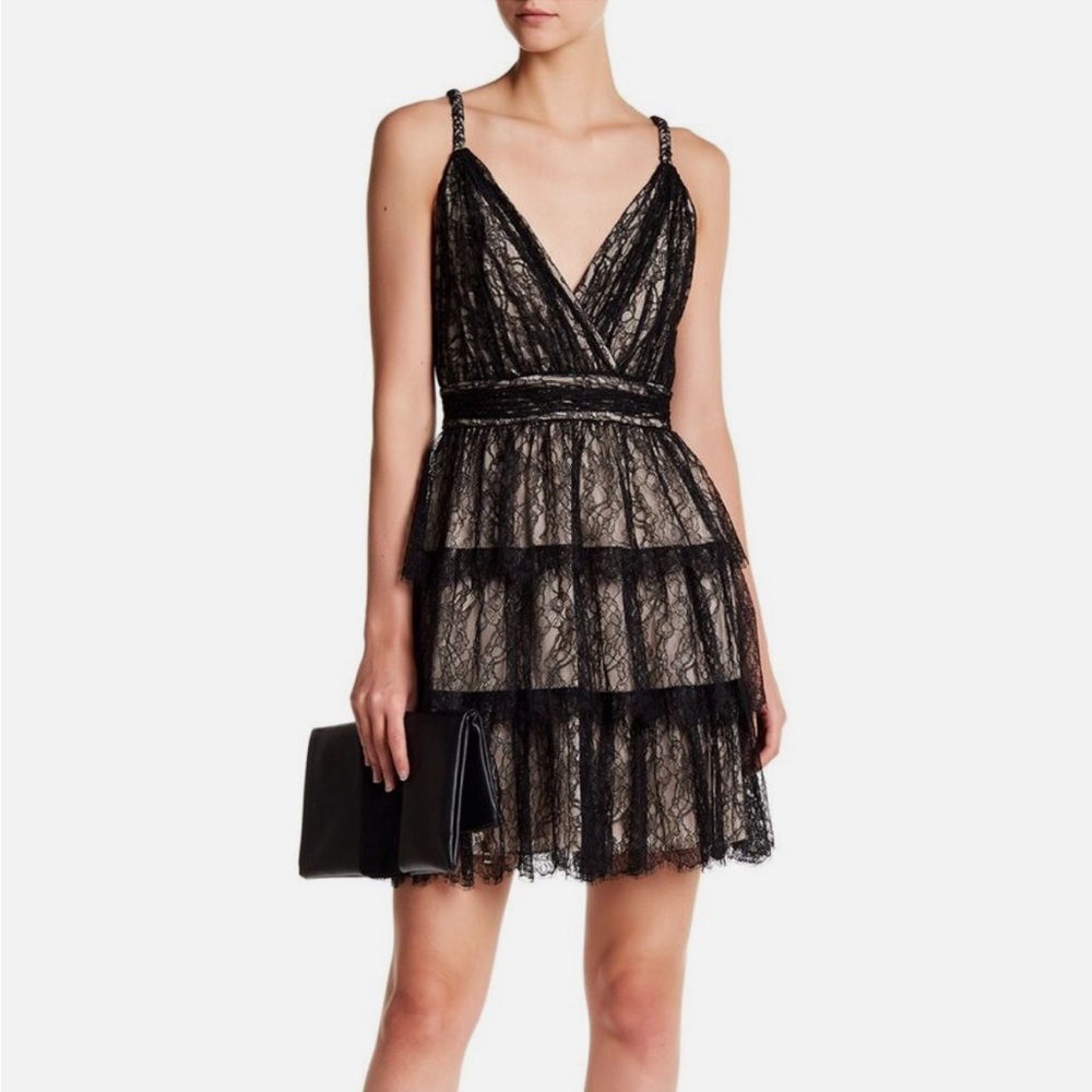 NWT Alice and Olivia Olive Tiered Lace Dress